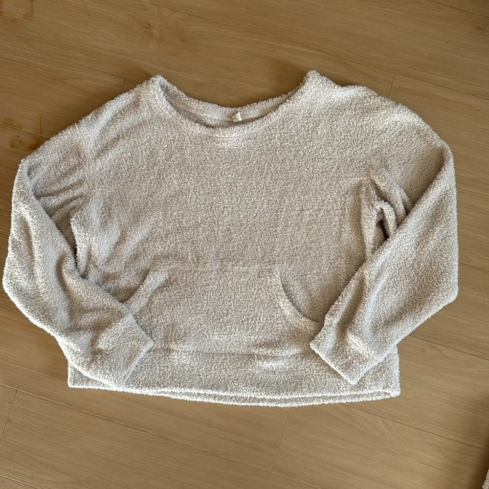 REWASH WOMEN BEIGE TEXTURED POCKETED LONG SLEEVE CREW NECK TOP AND PANTS SIZE XL